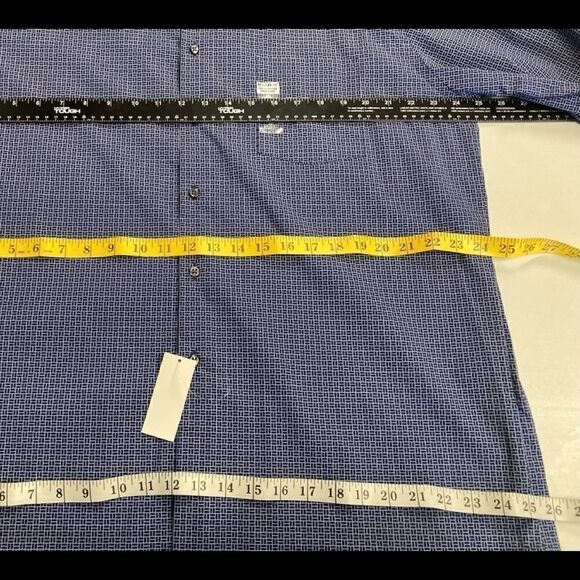 VAN HEUSEN Flex Men’s Blue/White  Plaid Shirt Size 17 32/33 New with tags. - Picture 5 of 11